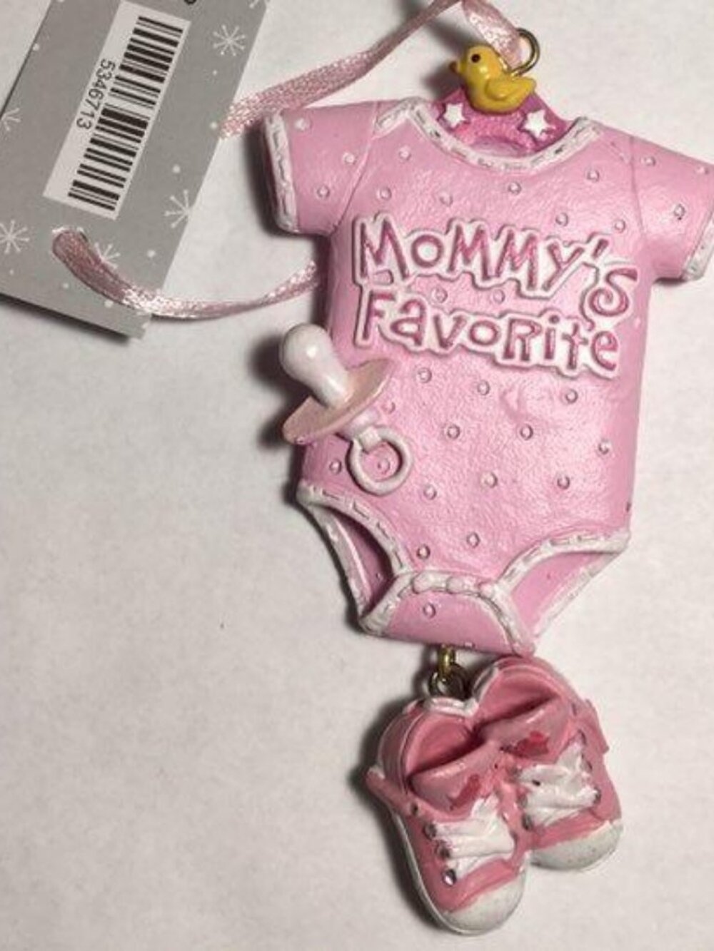 Mommy's Favorite Pink Baby Onesie & Booties Ornament Newborn & Holiday Keepsake